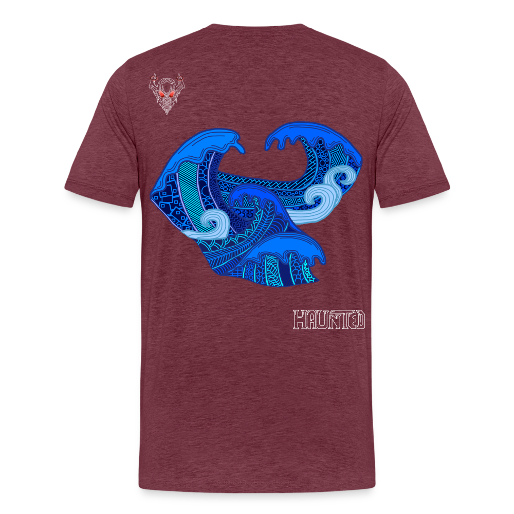 Man T-Shirt Waves Light - Bordeauxrot meliert