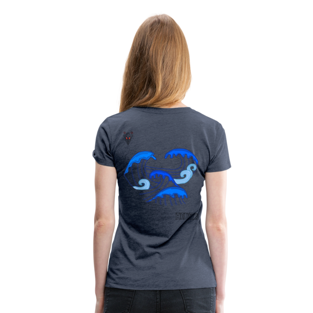 Woman T-Shirt Waves clean Dark - Blau meliert