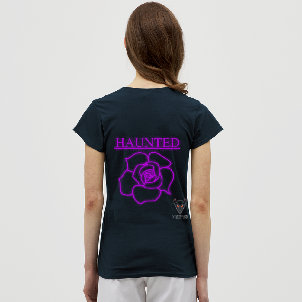 Women T-Shirt Pink Neon Rose - Navy