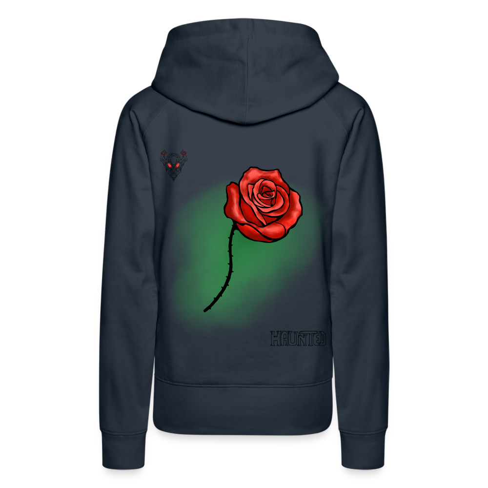 Woman Hoodie Rose on Green 1 - Navy