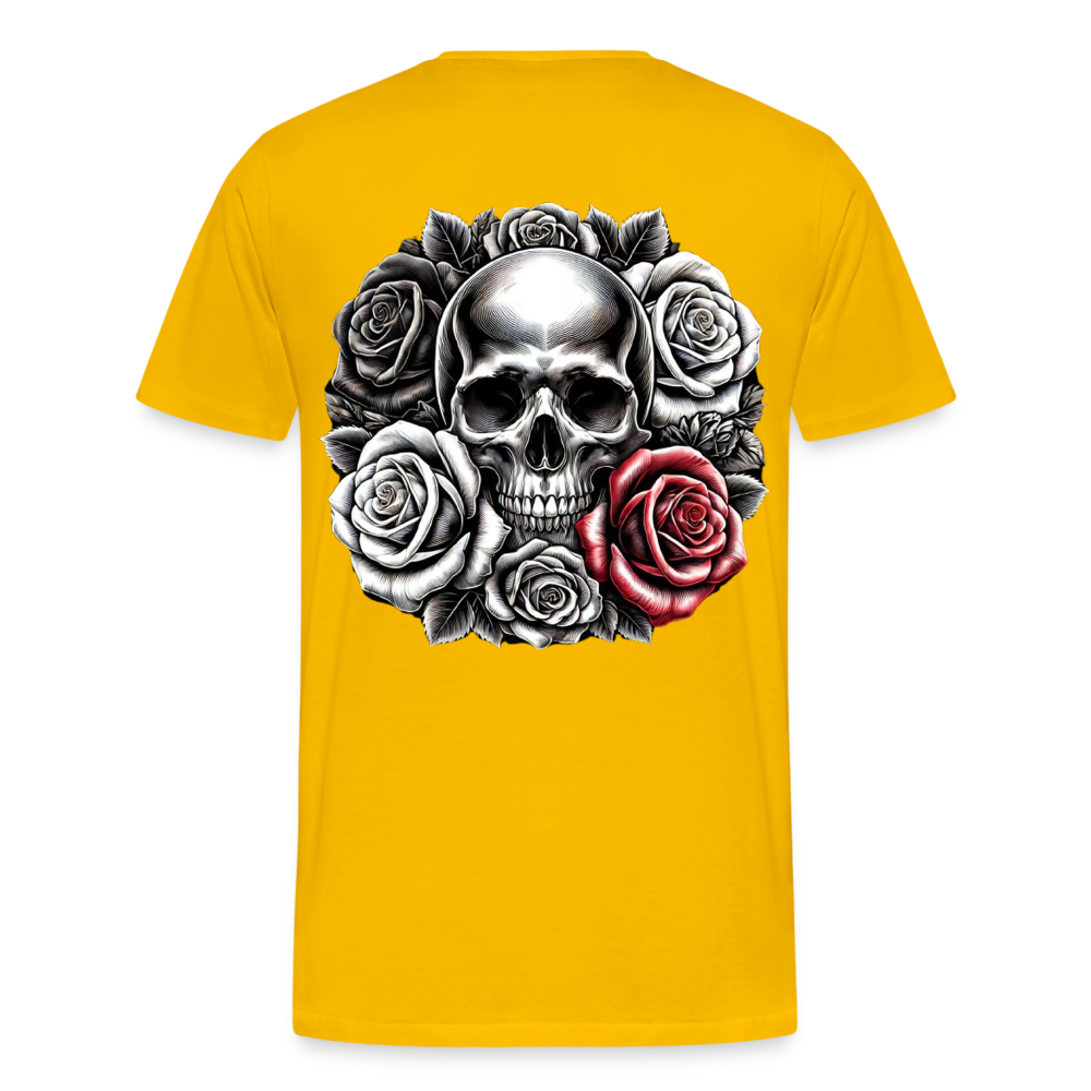 Men T-Shirt Skull Roses - Sonnengelb