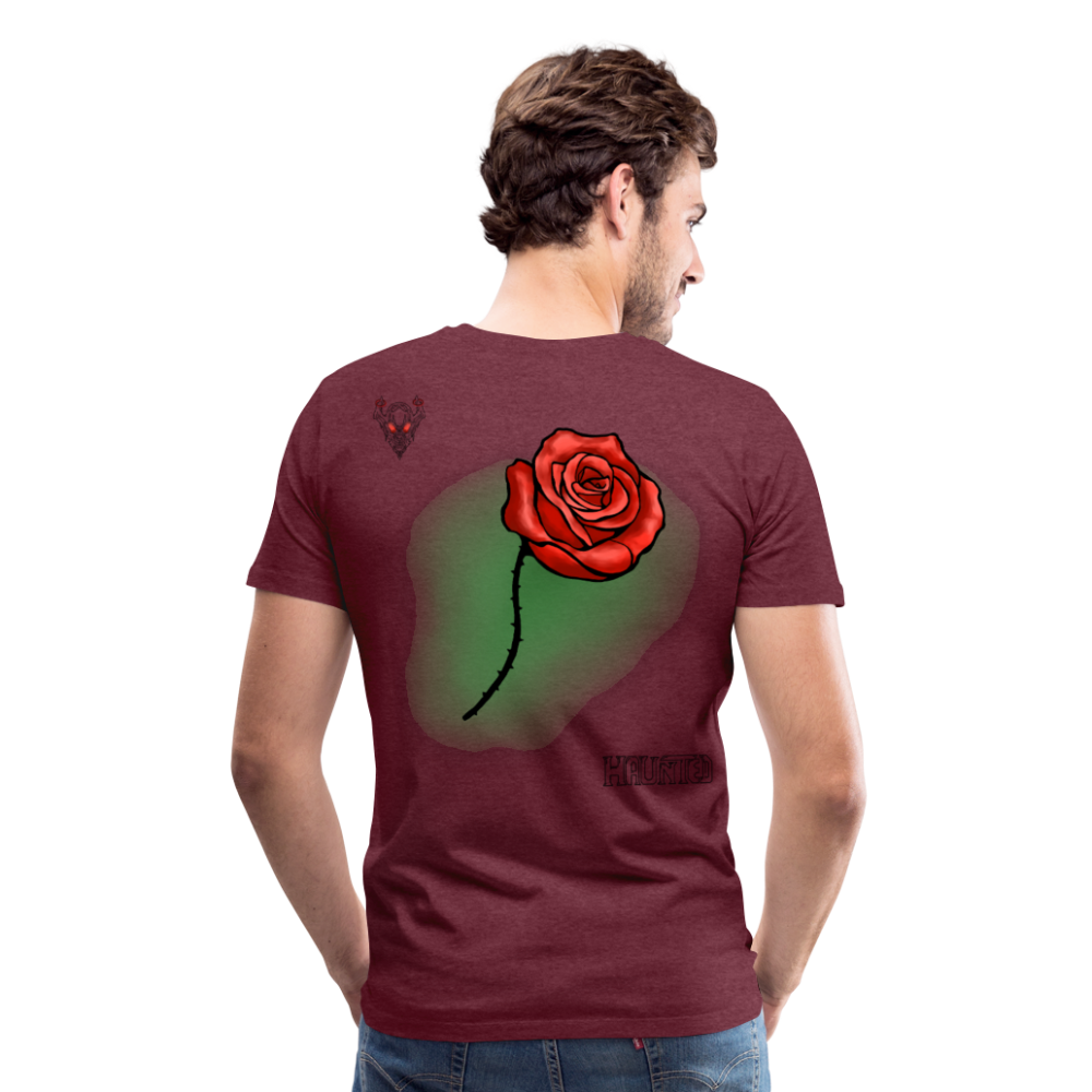 Man T-Shirt Rose on Green 1 - Bordeauxrot meliert