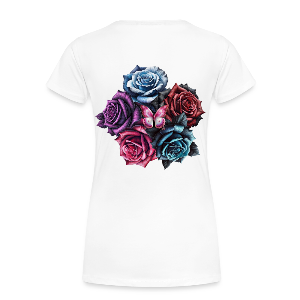 Women T-Shirt Rose Circle - Weiß