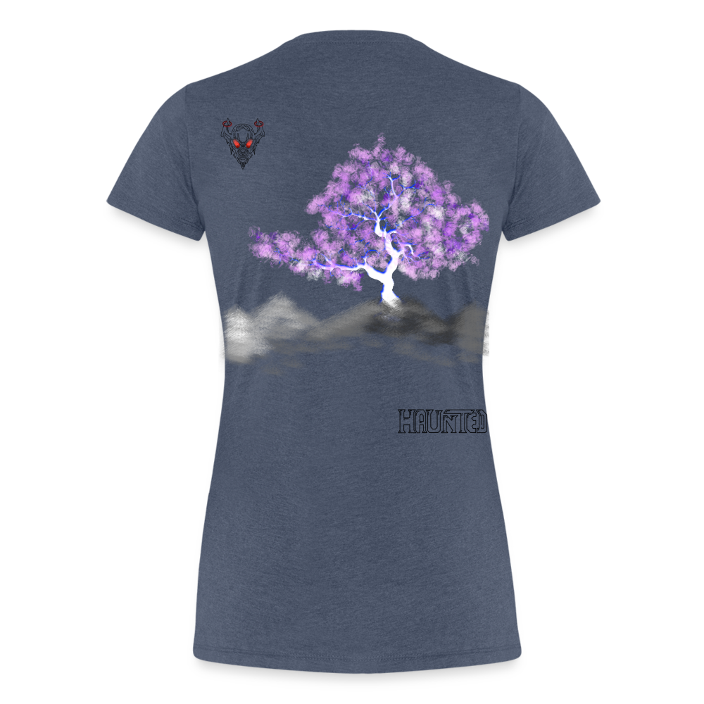 Woman T-Shirt Cherry Blossom - Blau meliert