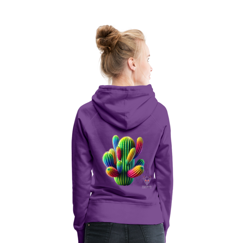 Woman Hoodie Prismatic Cactus Bloom - Purple