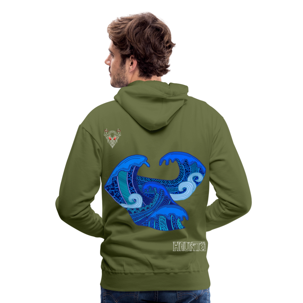 Men Hoodie Waves Light - Olivgrün