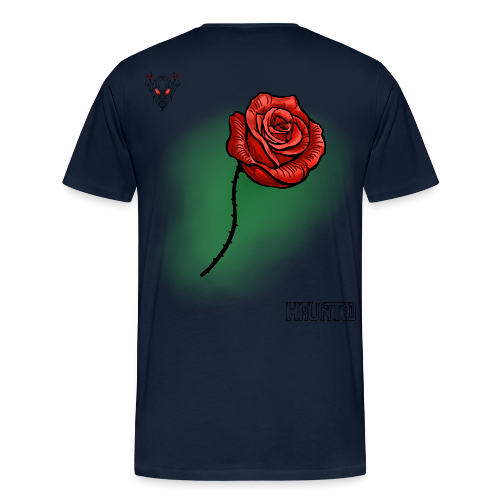 Man T-Shirt Rose on Green 2 - Navy