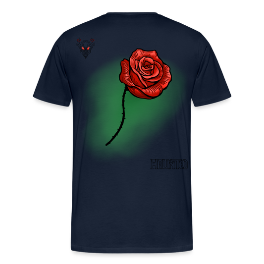 Man T-Shirt Rose on Green 2 - Navy