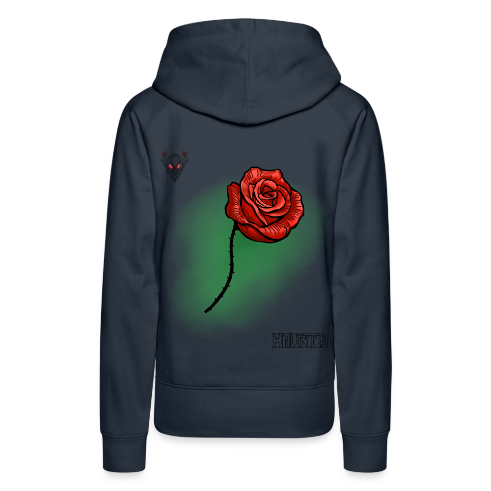 Woman Hoodie Rose on Green 2 - Navy