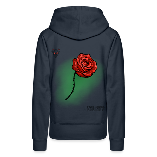 Woman Hoodie Rose on Green 2 - Navy