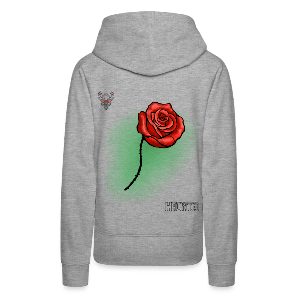 Woman Hoodie Rose on Green 1 - Grau meliert