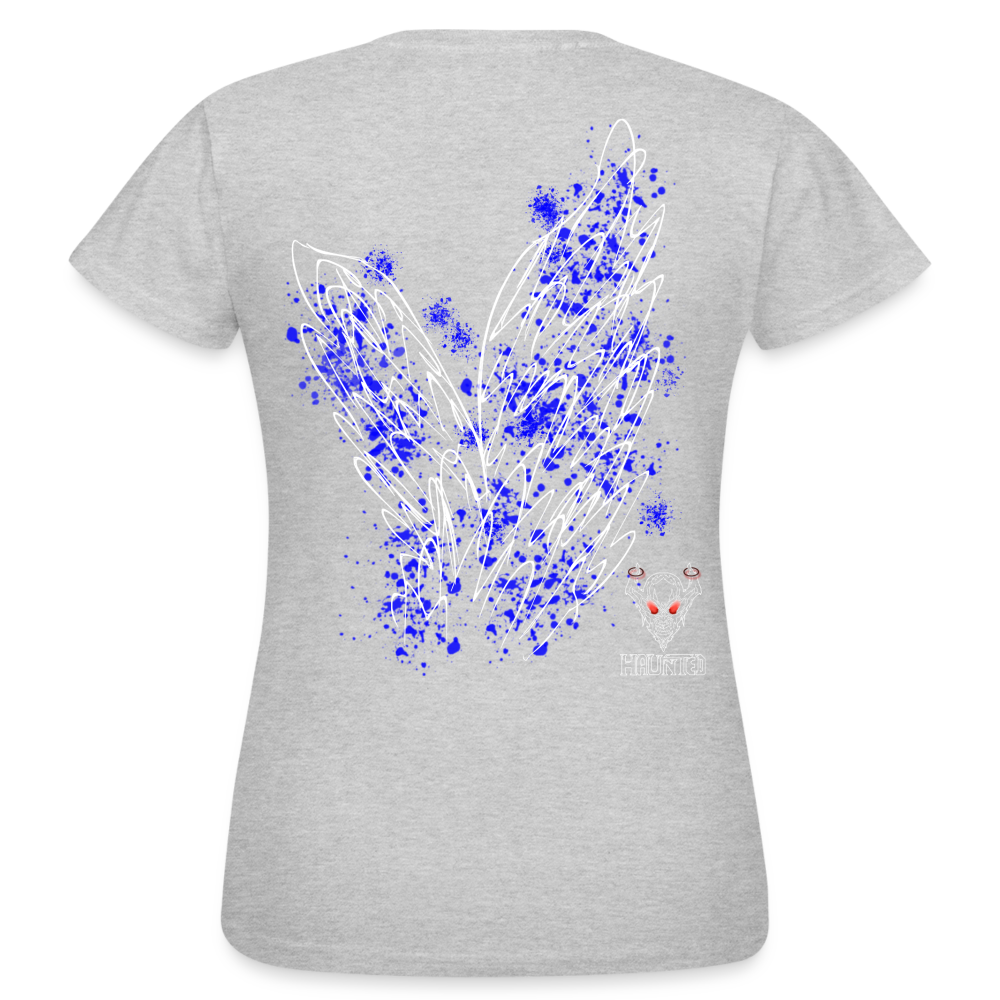 Women T-Shirt Blue Wings - Grau meliert