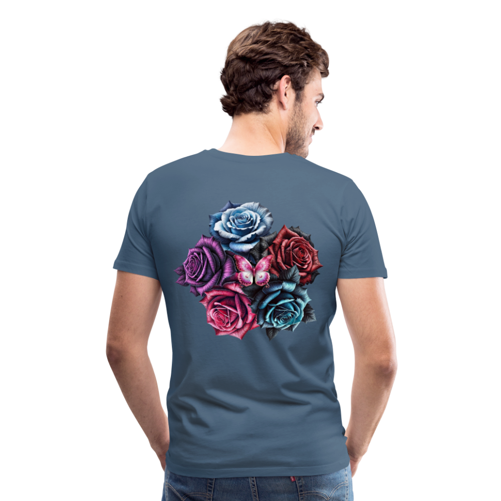 Men T-Shirt Rose Circle - Blaugrau
