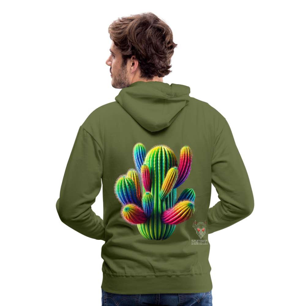 Men Hoodie "Prismatic Cactus Bloom" - Olivgrün