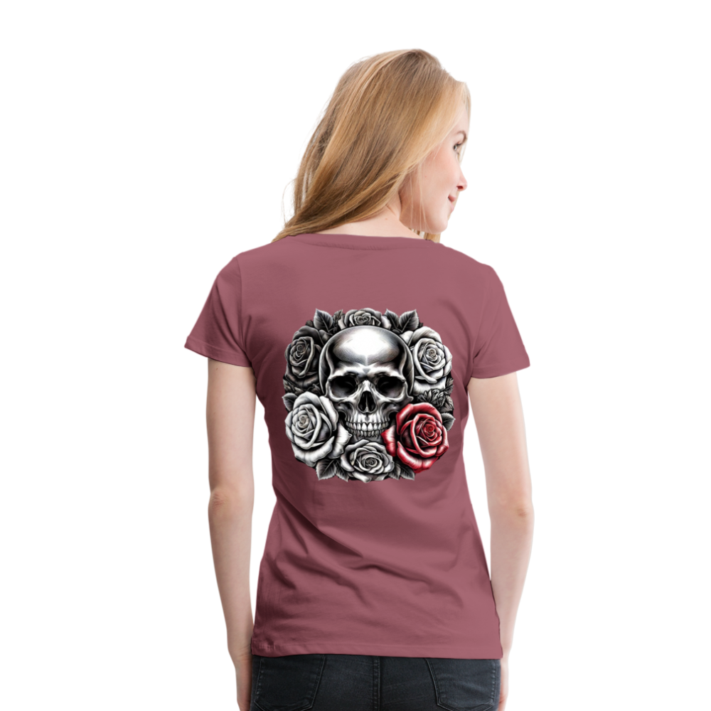 Women T-Shirt Skull Roses - Malve