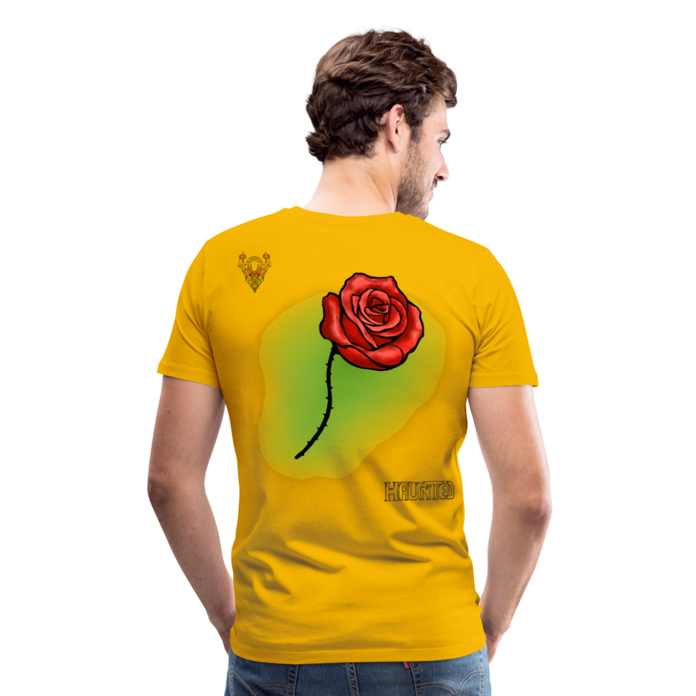 Man T-Shirt Rose on Green 1 - Sonnengelb