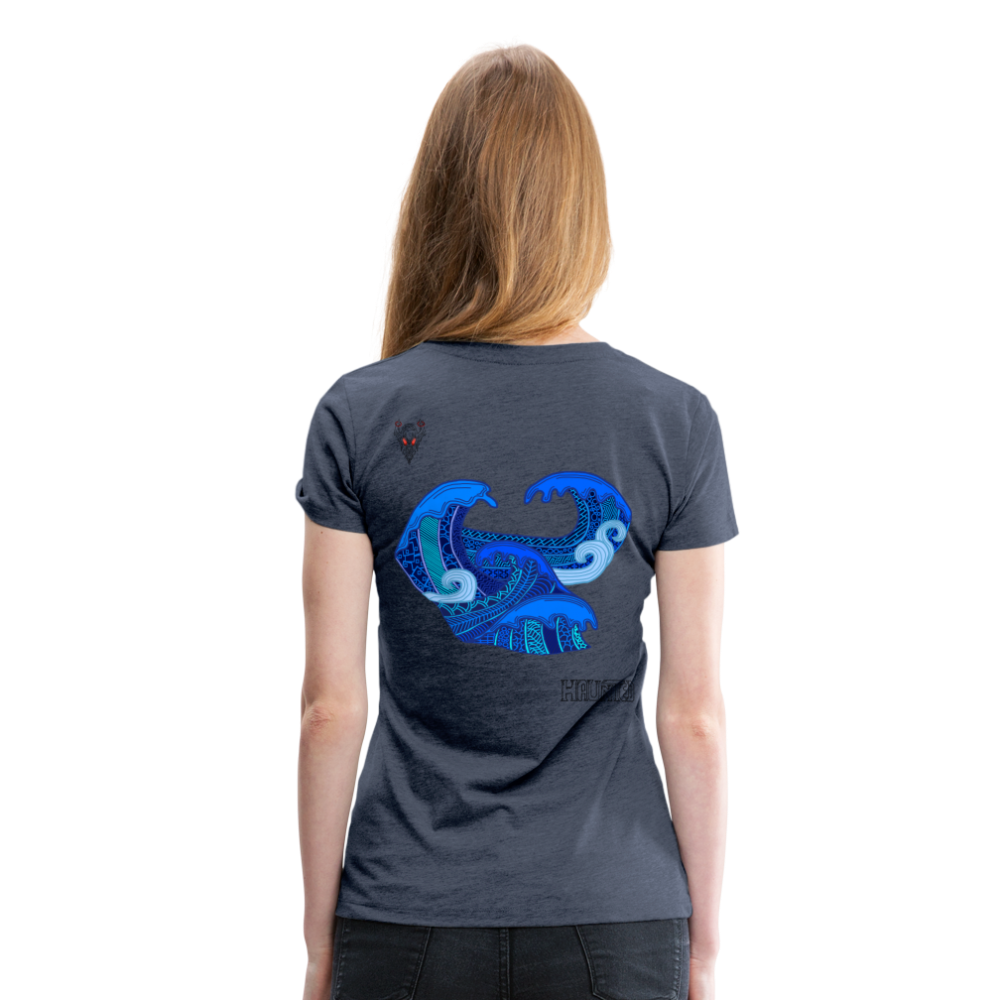 Woman T-Shirt Waves Dark - Blau meliert