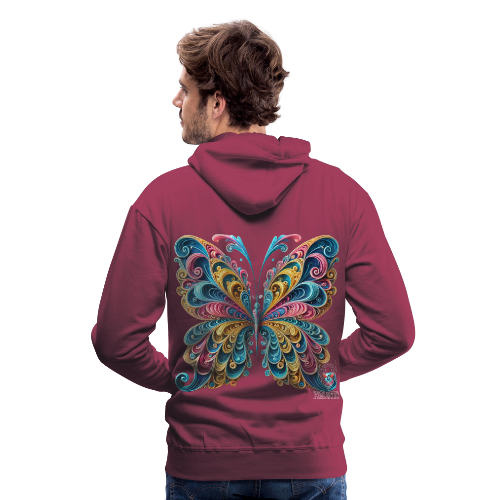 Men Hoodie Whimsical Butterfly Harmony - Bordeaux