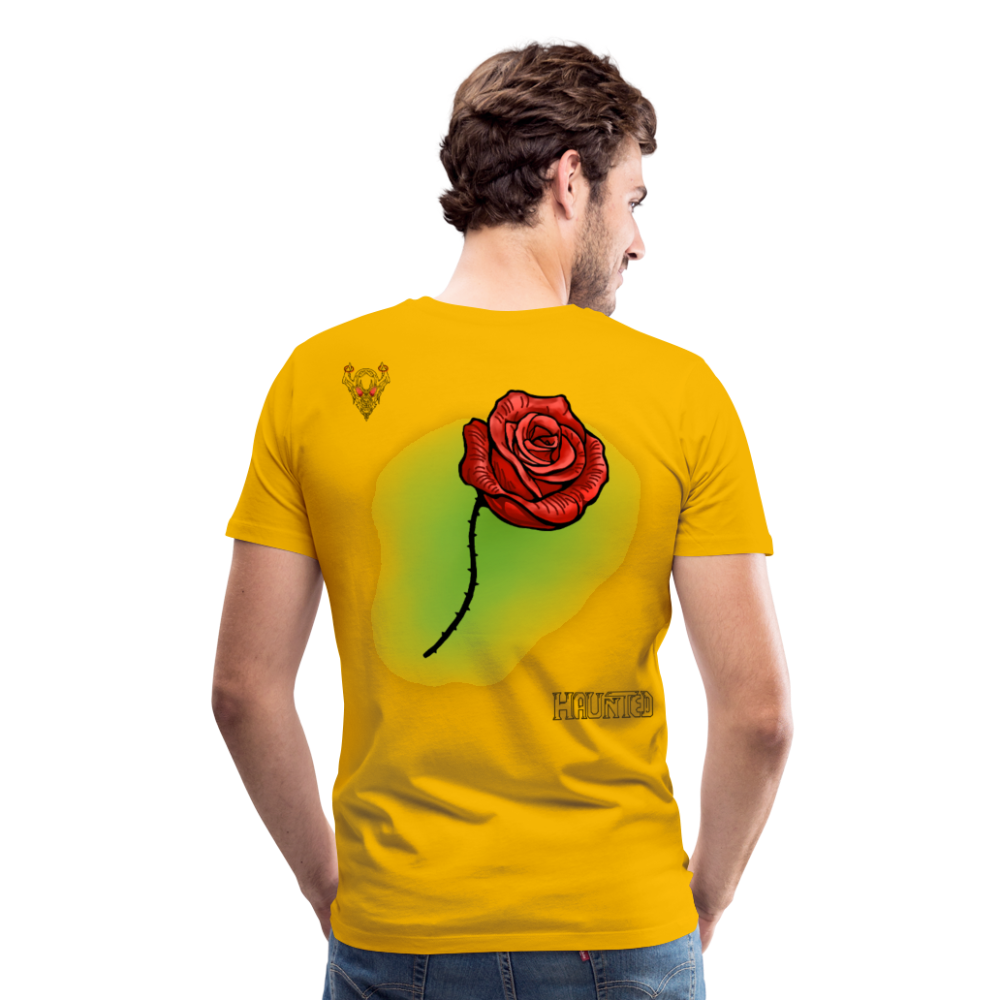 Man T-Shirt Rose on Green 2 - Sonnengelb