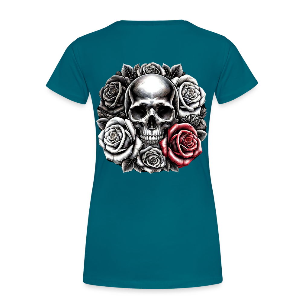 Women T-Shirt Skull Roses - Divablau