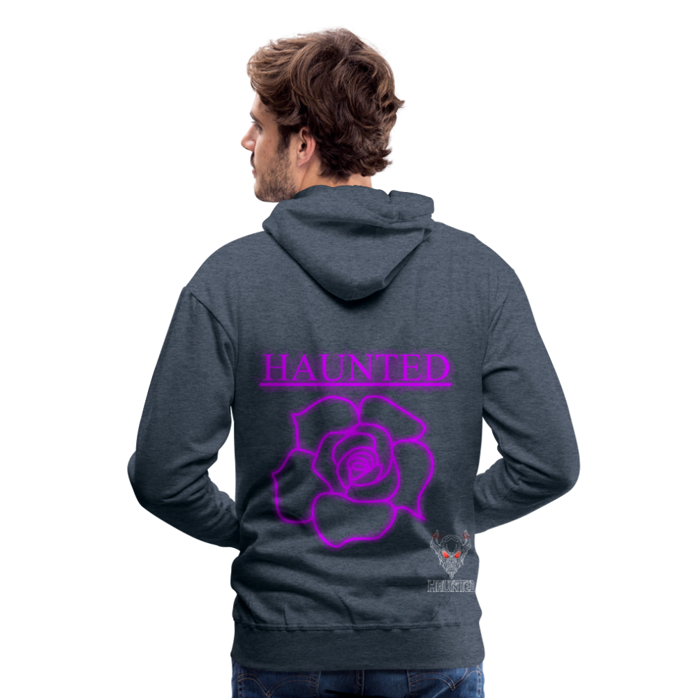 Men Hoodie Pink Neon Rose - Jeansblau