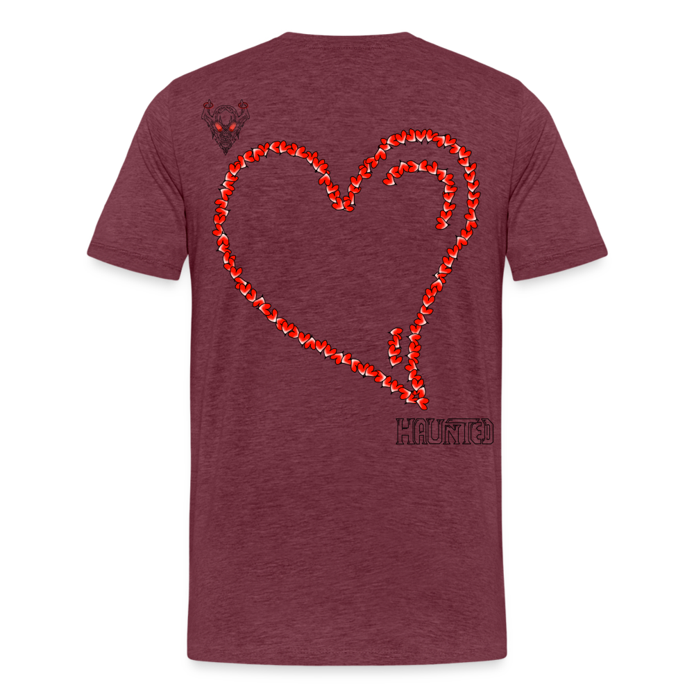 Man T-Shirt Hearts Dark - Bordeauxrot meliert