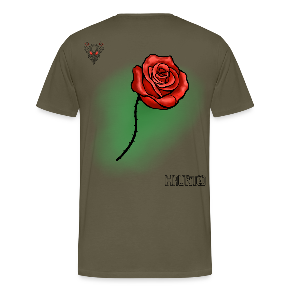 Man T-Shirt Rose on Green 1 - Khaki