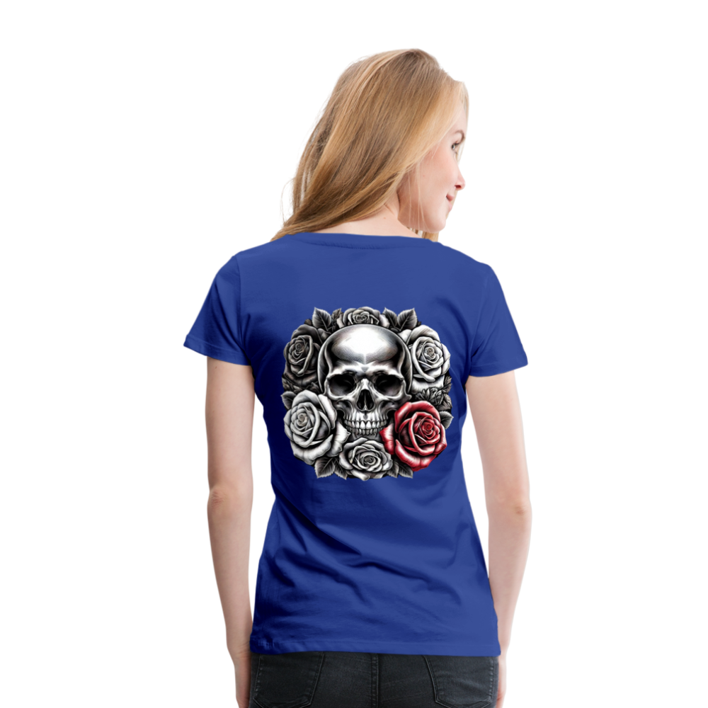 Women T-Shirt Skull Roses - Königsblau