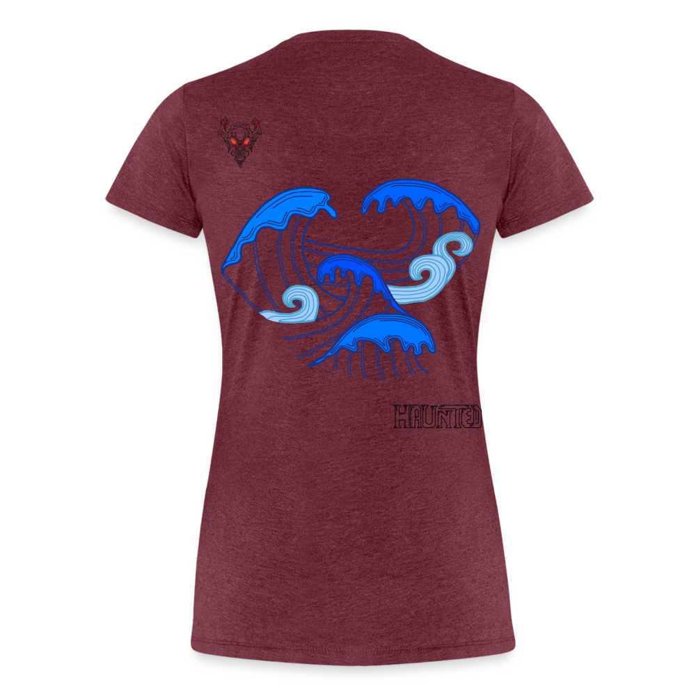 Woman T-Shirt Waves clean Dark - Bordeauxrot meliert