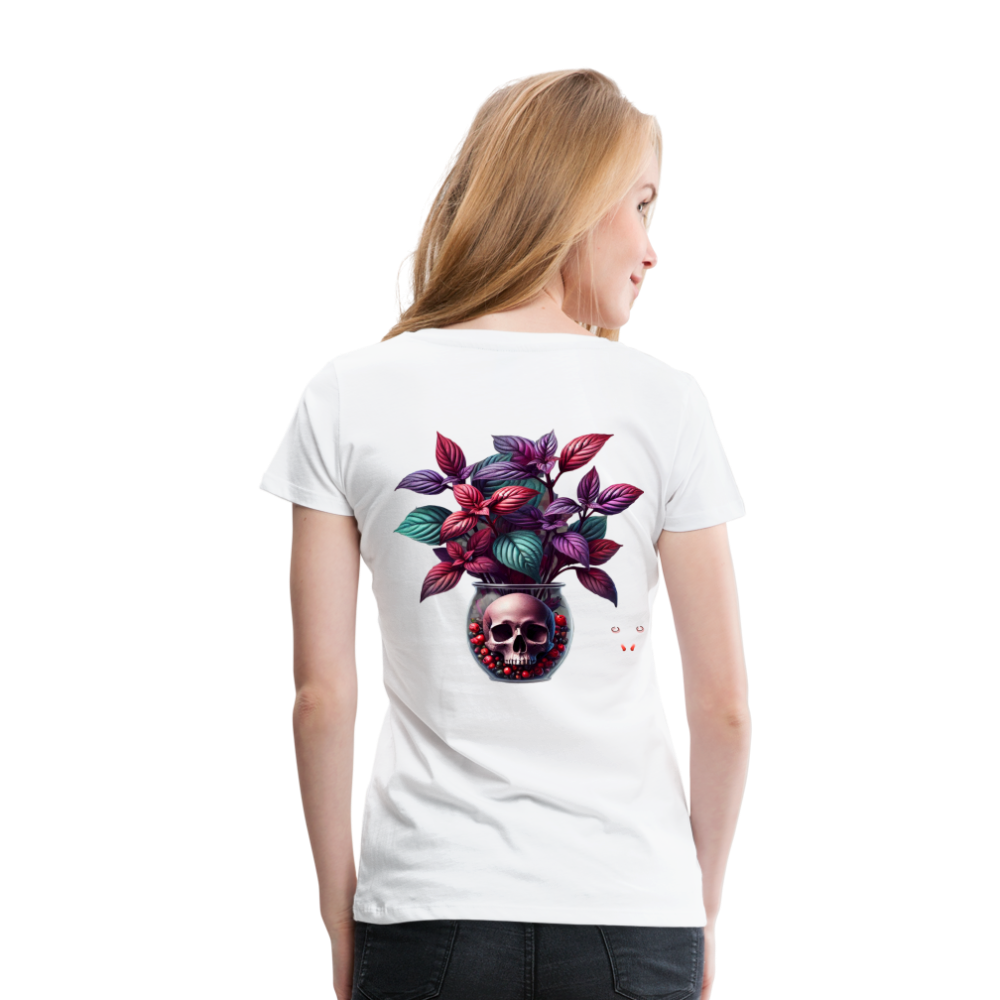 Woman T-Shirt Skull Bloom Vase - Weiß