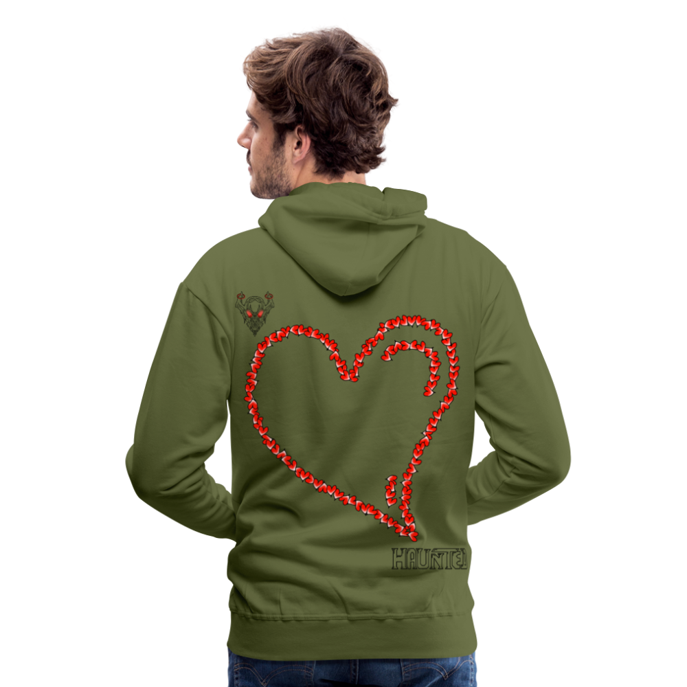 Man Hoodie Hearts Dark - Olivgrün