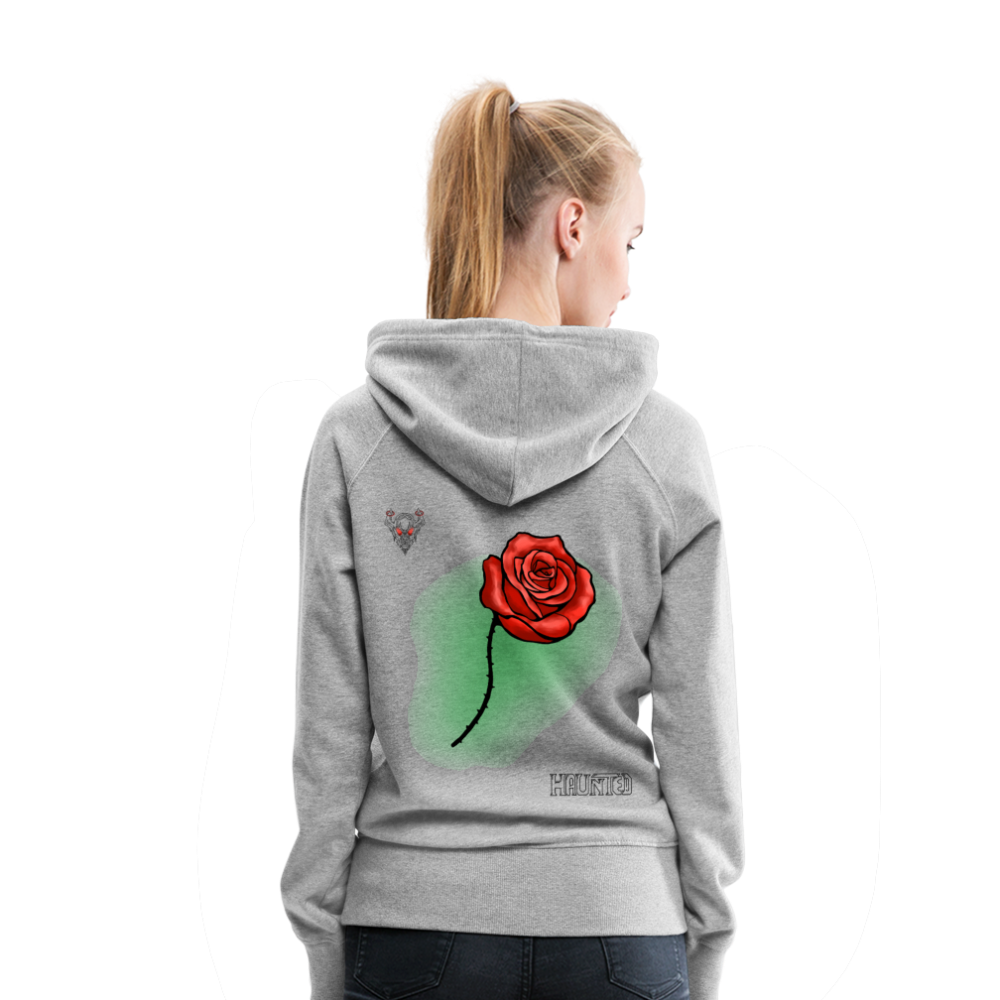 Woman Hoodie Rose on Green 1 - Grau meliert