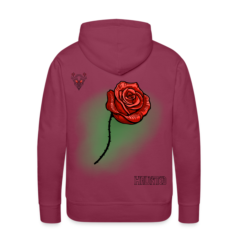 Men Hoodie Rose On Green 3 - Bordeaux