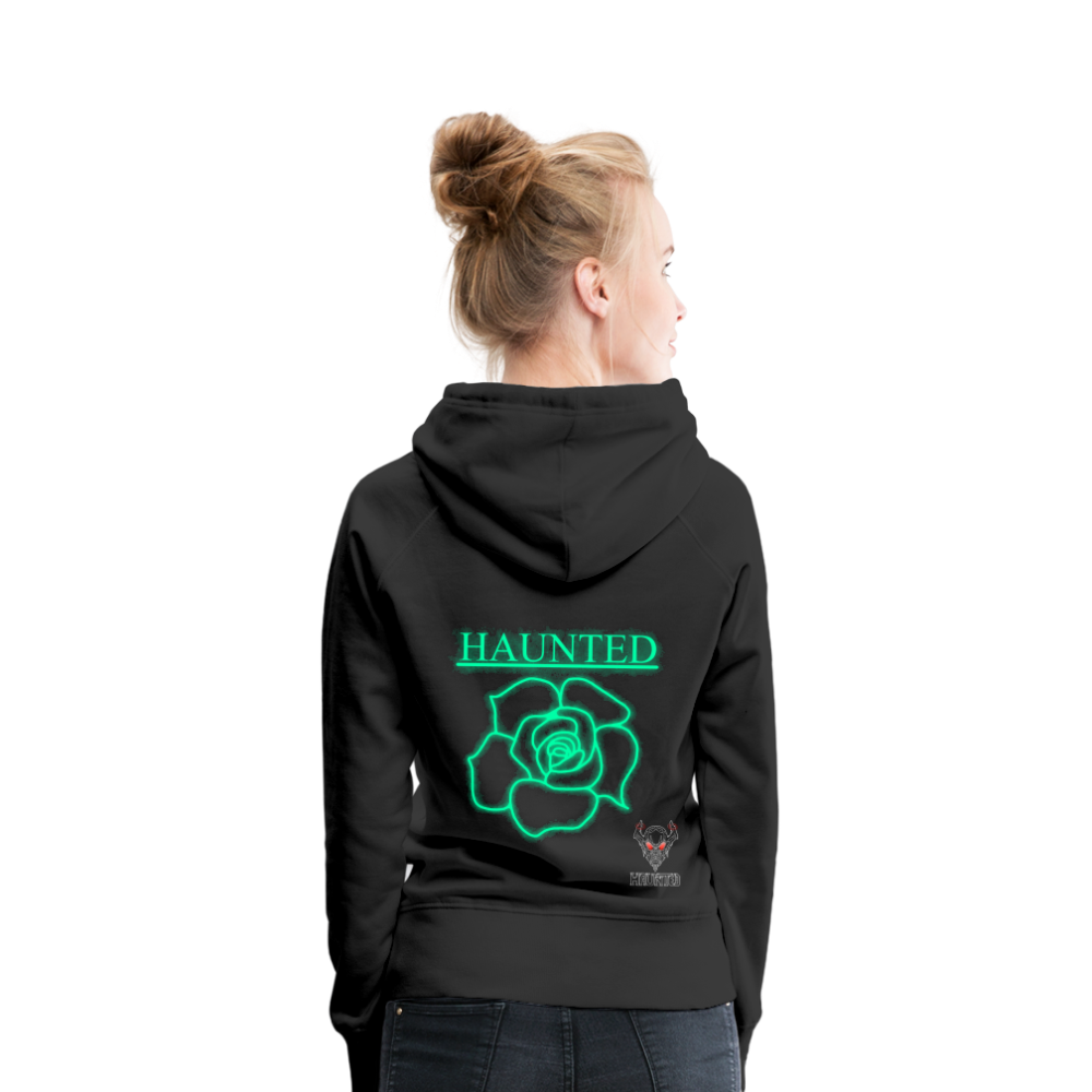 Women Hoodie Turquoise Neon Rose - Schwarz
