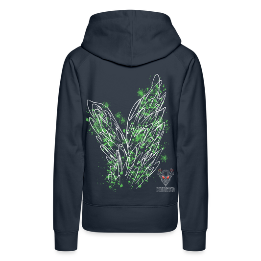 Women Hoodie Light Green Wings - Navy