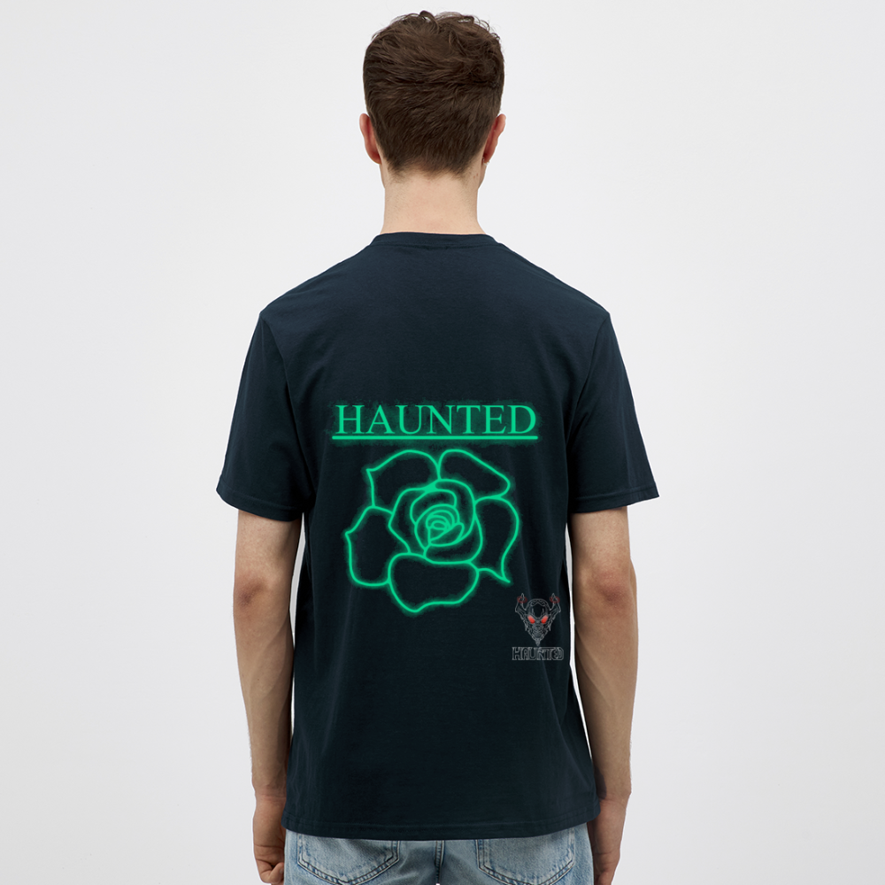 Men T-Shirt Turquoise Neon Rose - Navy