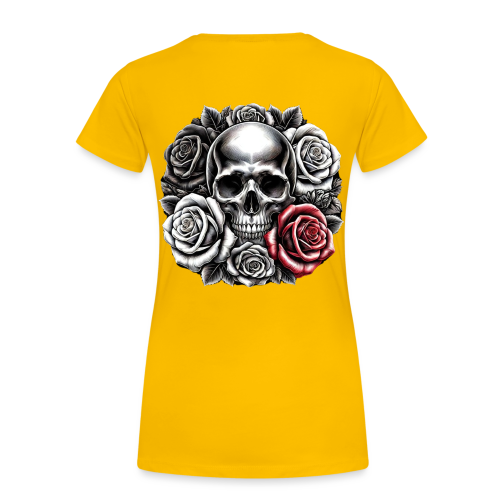 Women T-Shirt Skull Roses - Sonnengelb