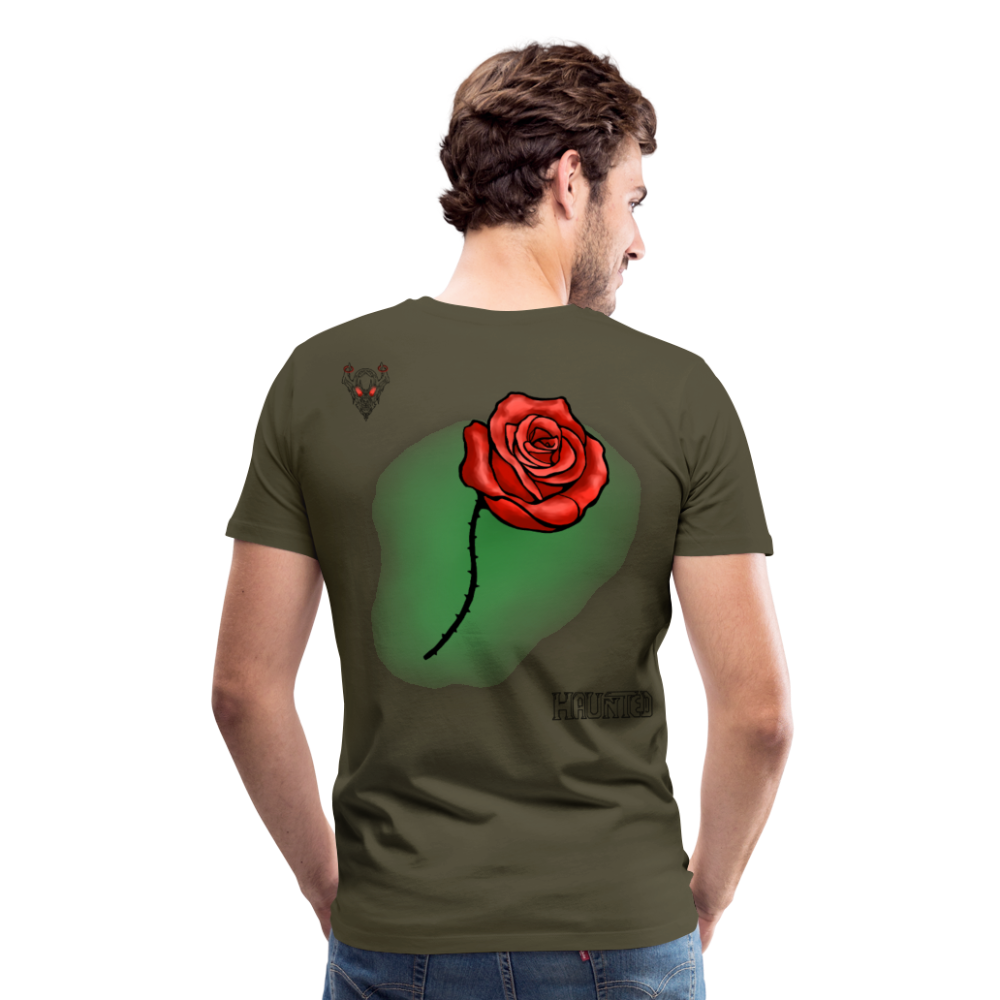 Man T-Shirt Rose on Green 1 - Khaki