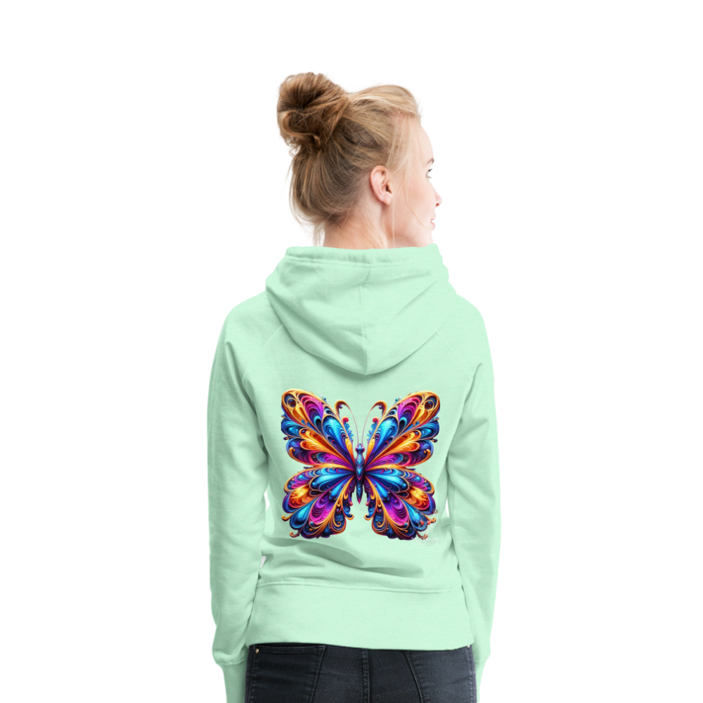 Woman Hoodie Vibrant Butterfly Elegance - helles Mintgrün