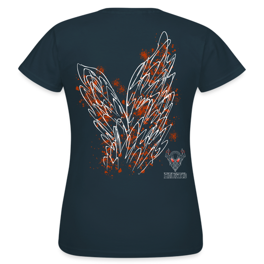 Women T-Shirt Orange Wings - Navy