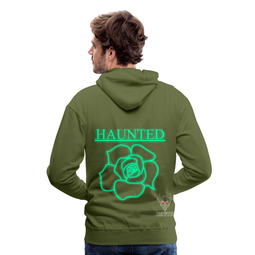 Men Hoodie Turquoise Neon Rose - Olivgrün