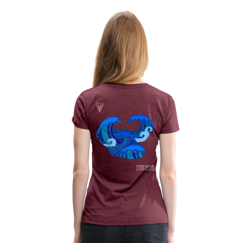 Woman T-Shirt Waves Light - Bordeauxrot meliert