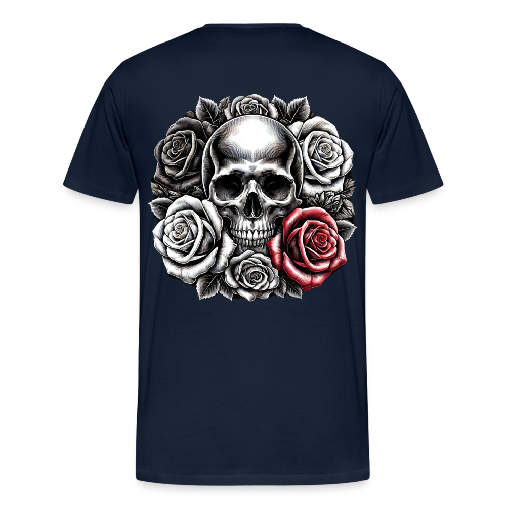 Men T-Shirt Skull Roses - Navy