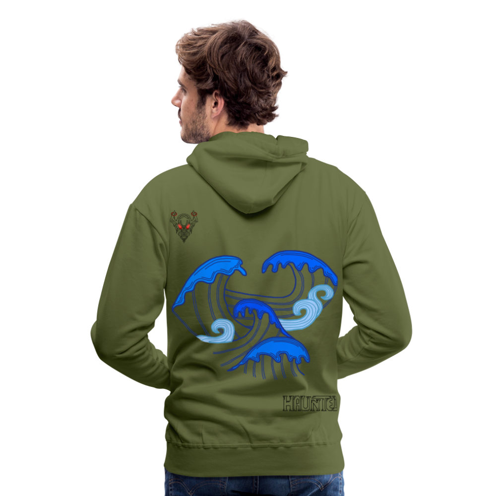 Men Hoodie Waves clean Dark - Olivgrün