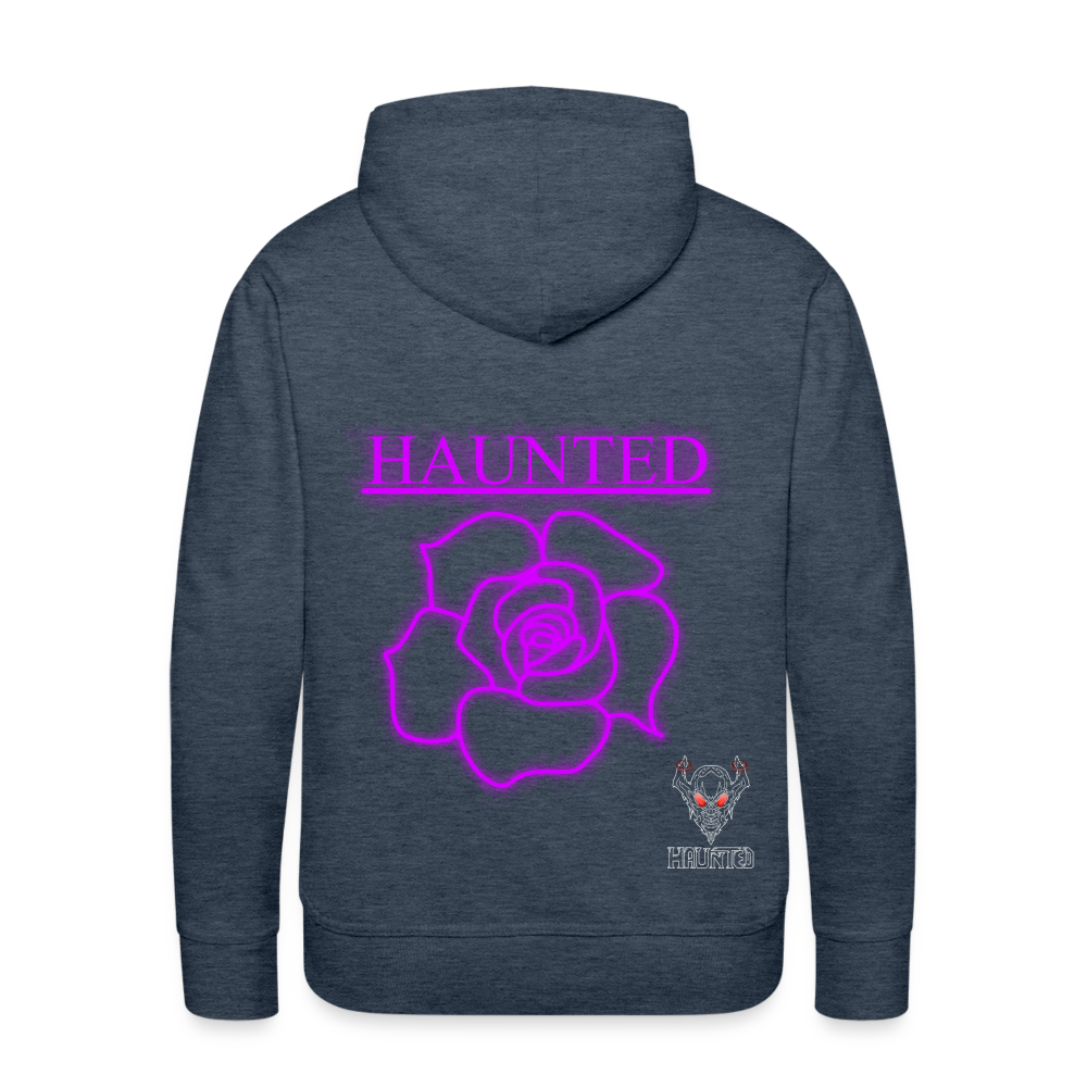 Men Hoodie Pink Neon Rose - Jeansblau