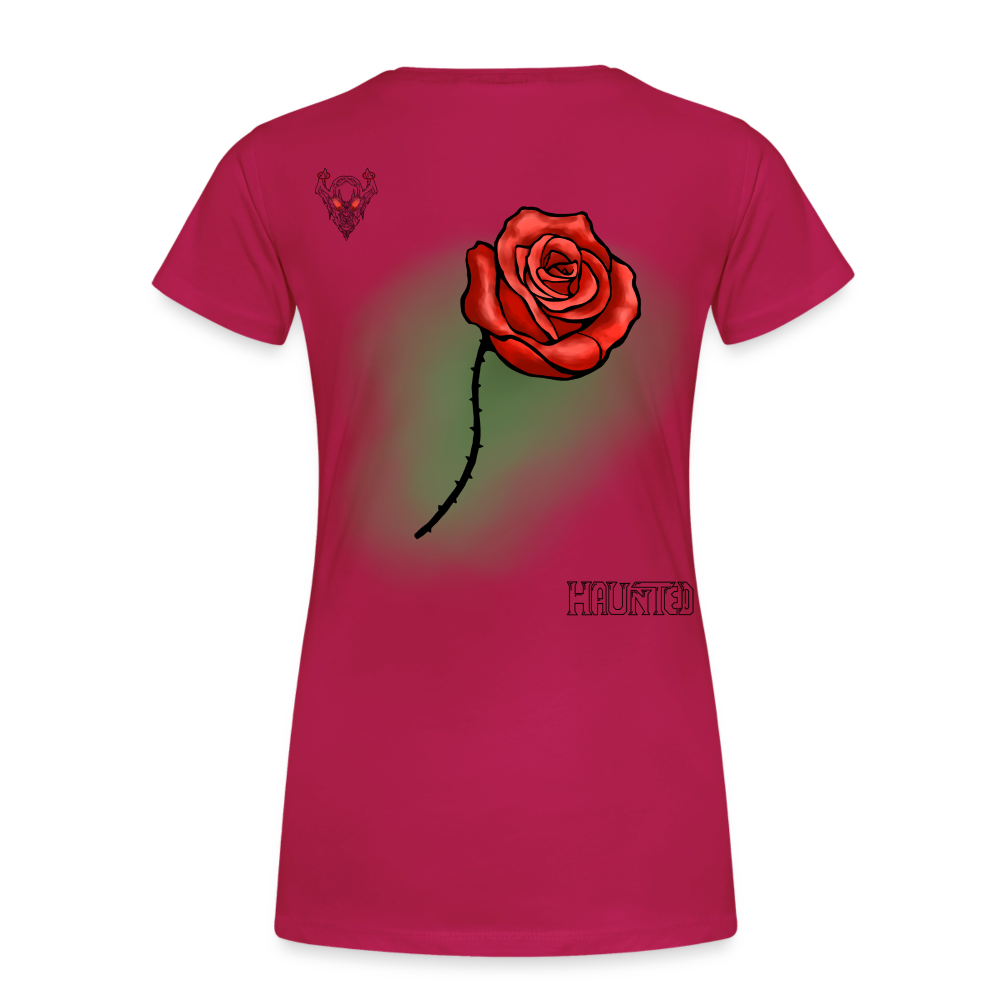 Woman T-Shirt Rose on Green 1 - dunkles Pink
