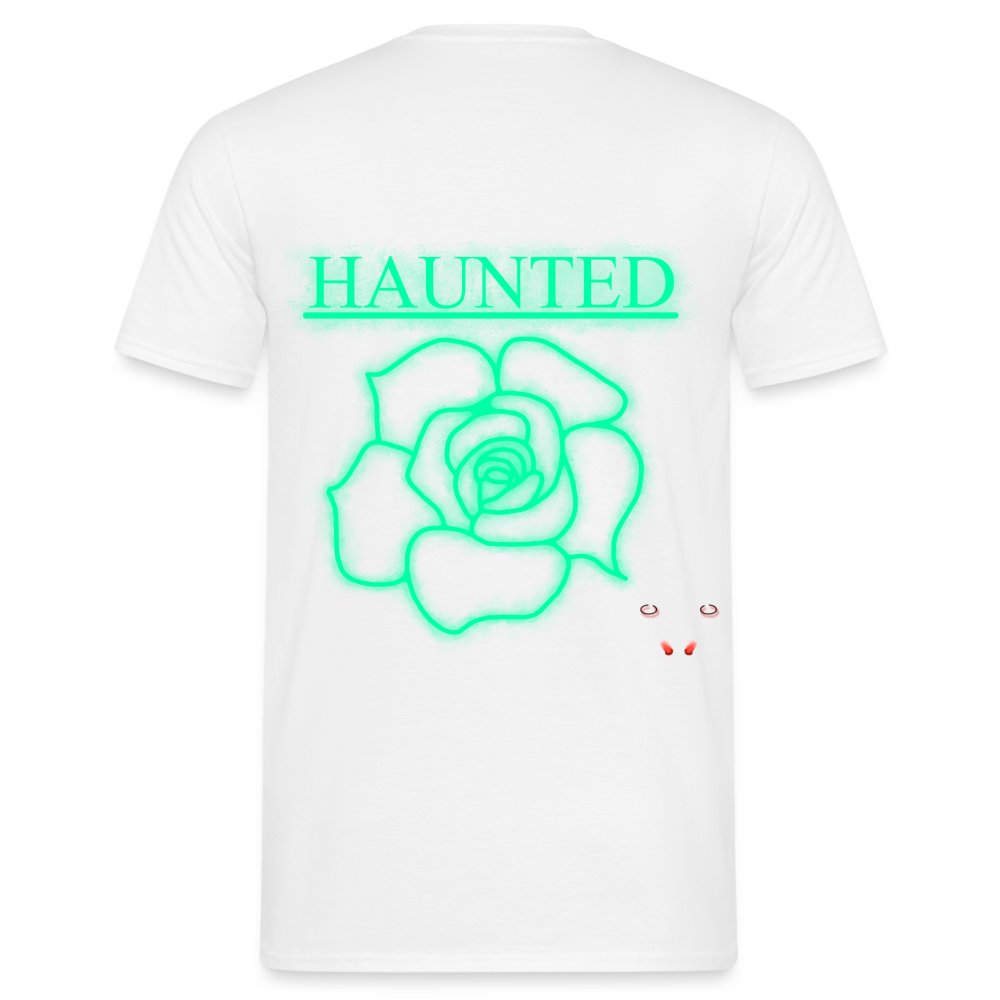 Men T-Shirt Turquoise Neon Rose - Weiß
