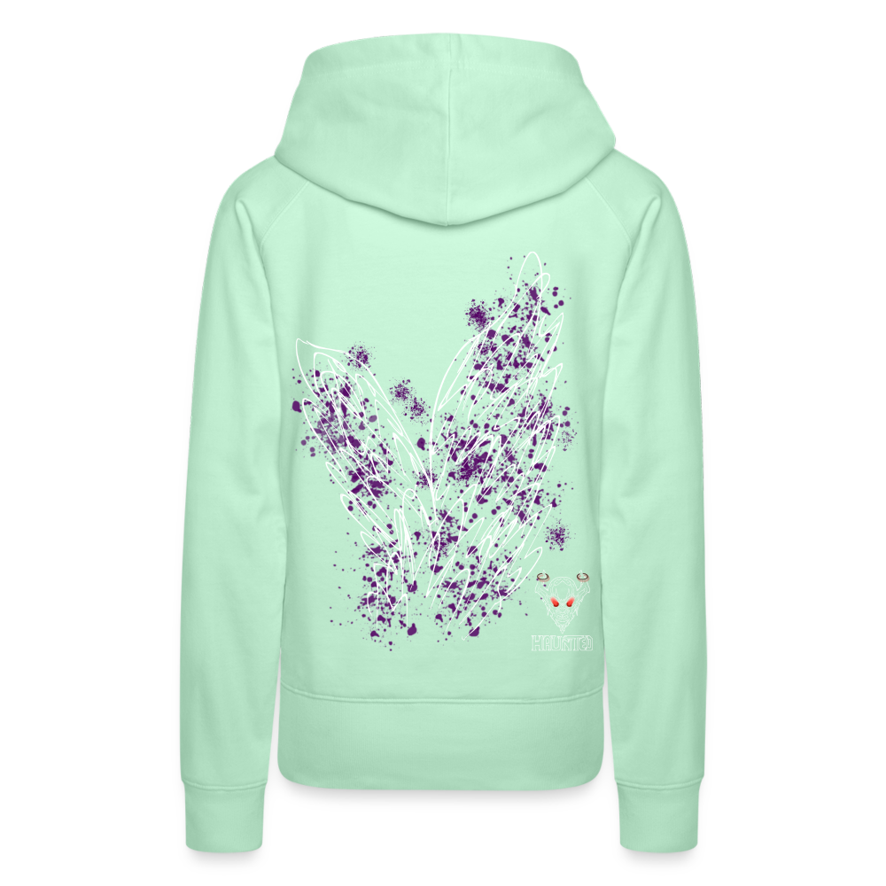 Women Hoodie Purple Wings - helles Mintgrün