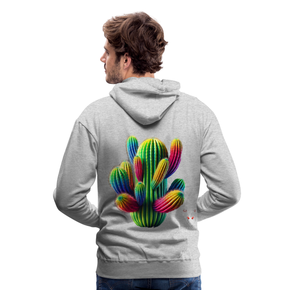 Men Hoodie "Prismatic Cactus Bloom" - Grau meliert