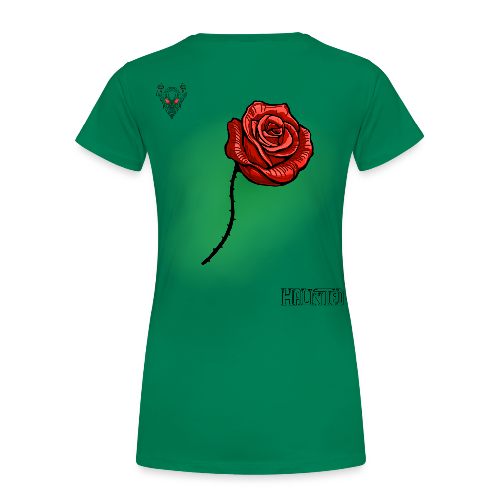 Woman T-Shirt Rose on Green 3 - Kelly Green